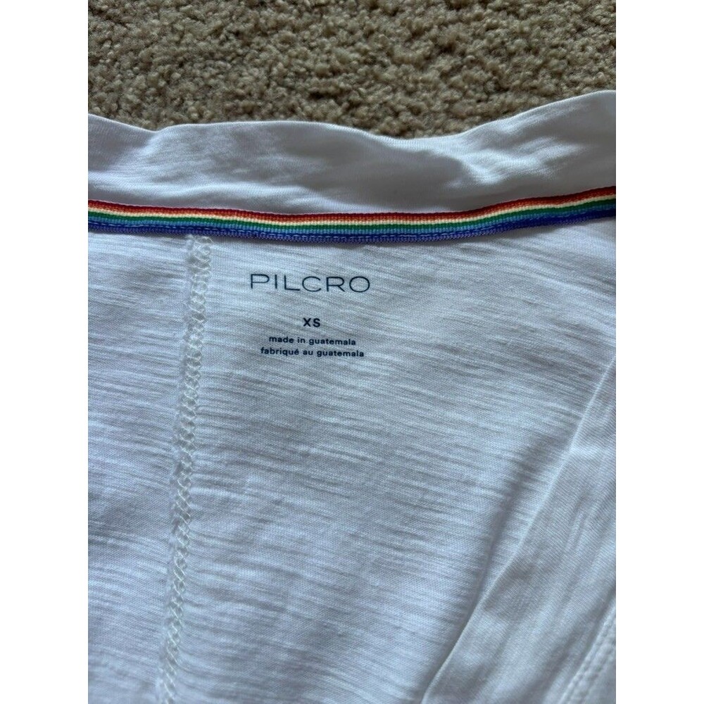 Pilcro x Anthropologie Cotton Slub V-Neck Oversized Crop Tee XS - Picture 2 of 8